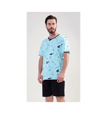 Pánské pyžamo šortky Oceán - Velikost XL VIENETTA SECRET