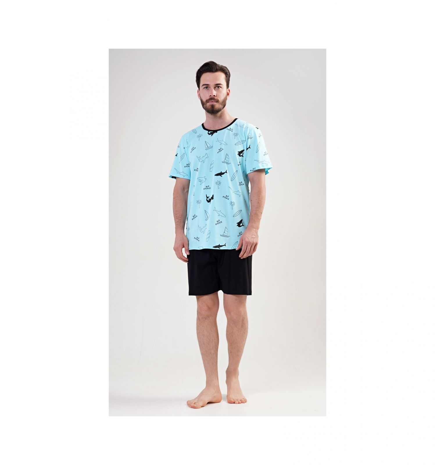 Pánské pyžamo šortky Oceán - Velikost L VIENETTA SECRET