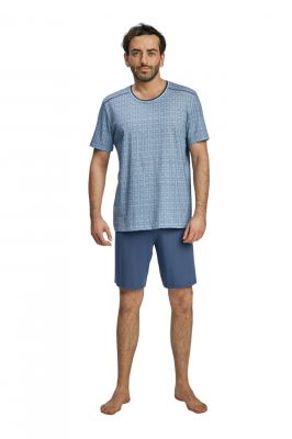 Pánské pyžamo s krátkým rukávem Wadima, 204150 416, modrá | Velikost M, Velikost L, Velikost XL, Velikost XXL, Velikost 3XL