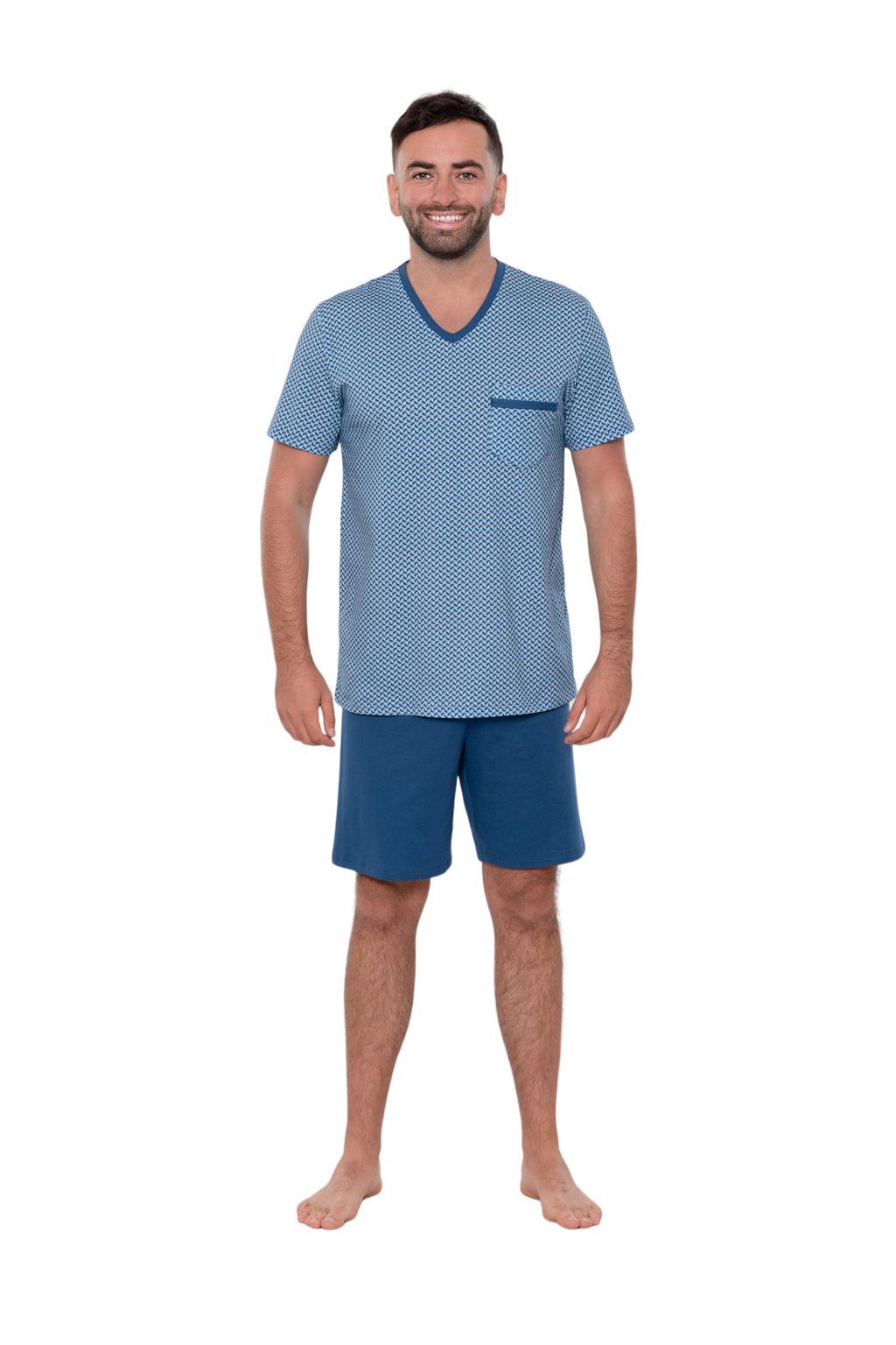 Pánské pyžamo s krátkým rukávem, 204132 259, modrá Wadima