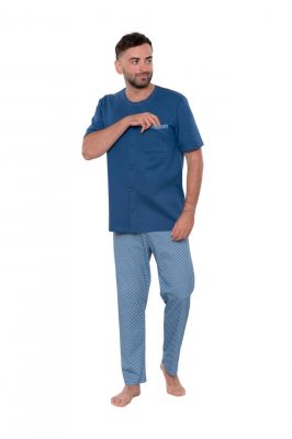 Pánské pyžamo Wadima 204149 259 s krátkým rukávem a dlouhými nohavicemi, modrá | Velikost M, Velikost L, Velikost XL, Velikost XXL